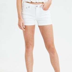 AEO white denim shorts